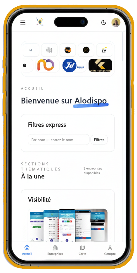 Aperçu de l'application Alodispo